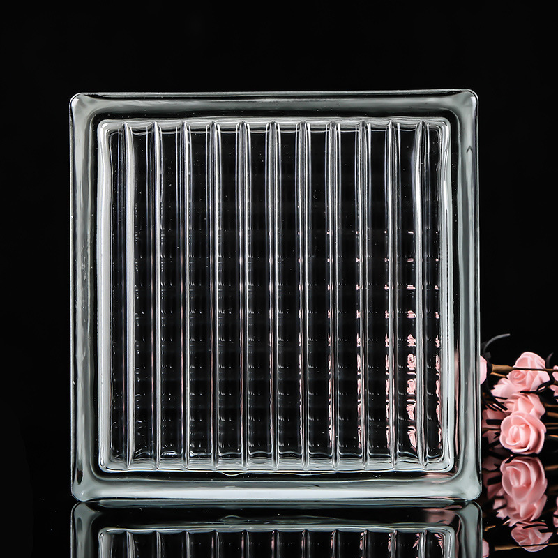 YIWU Hot Sale Parallel Line Building Glass Brick Decorative Accessories Crystal Clear Hollow Solid Glass Block