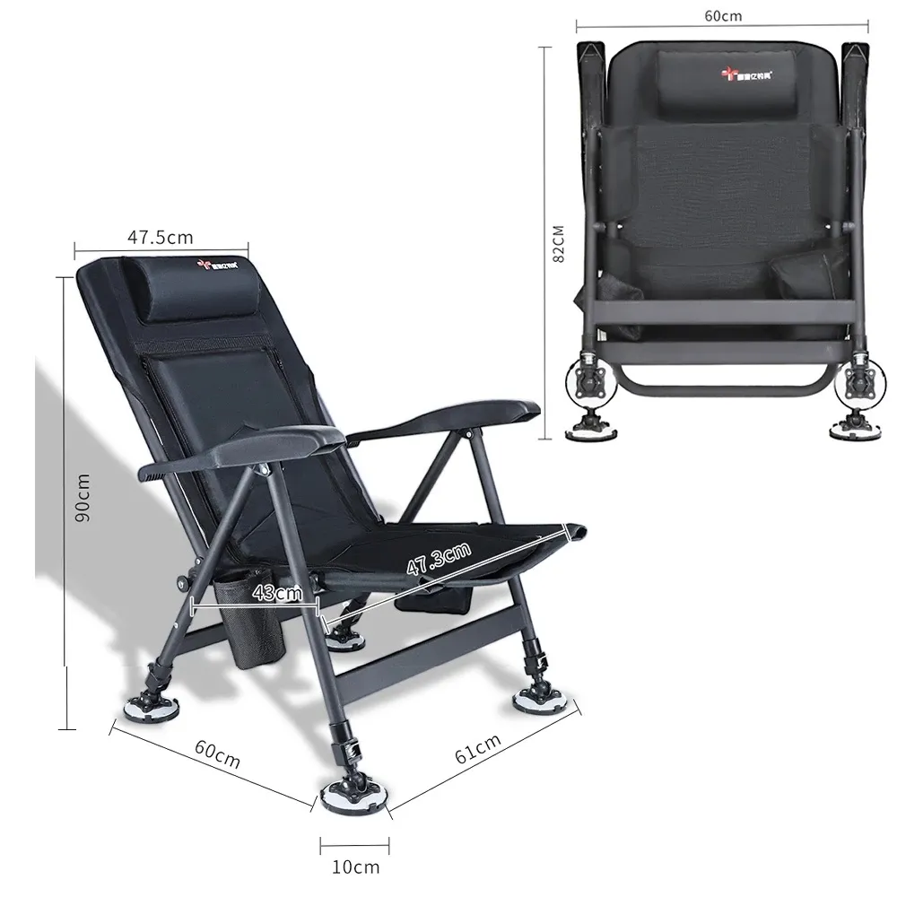 Factory Direct Selling Luxury Fishing Chair Adjustable Back With Metal Accessories Aluminum Alloy Foldable Portable