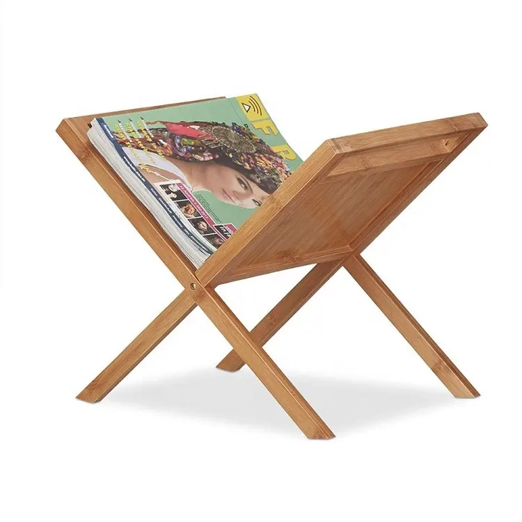Refined-Bam Newspaper Rack with Handles Bamboo Magazine Holder