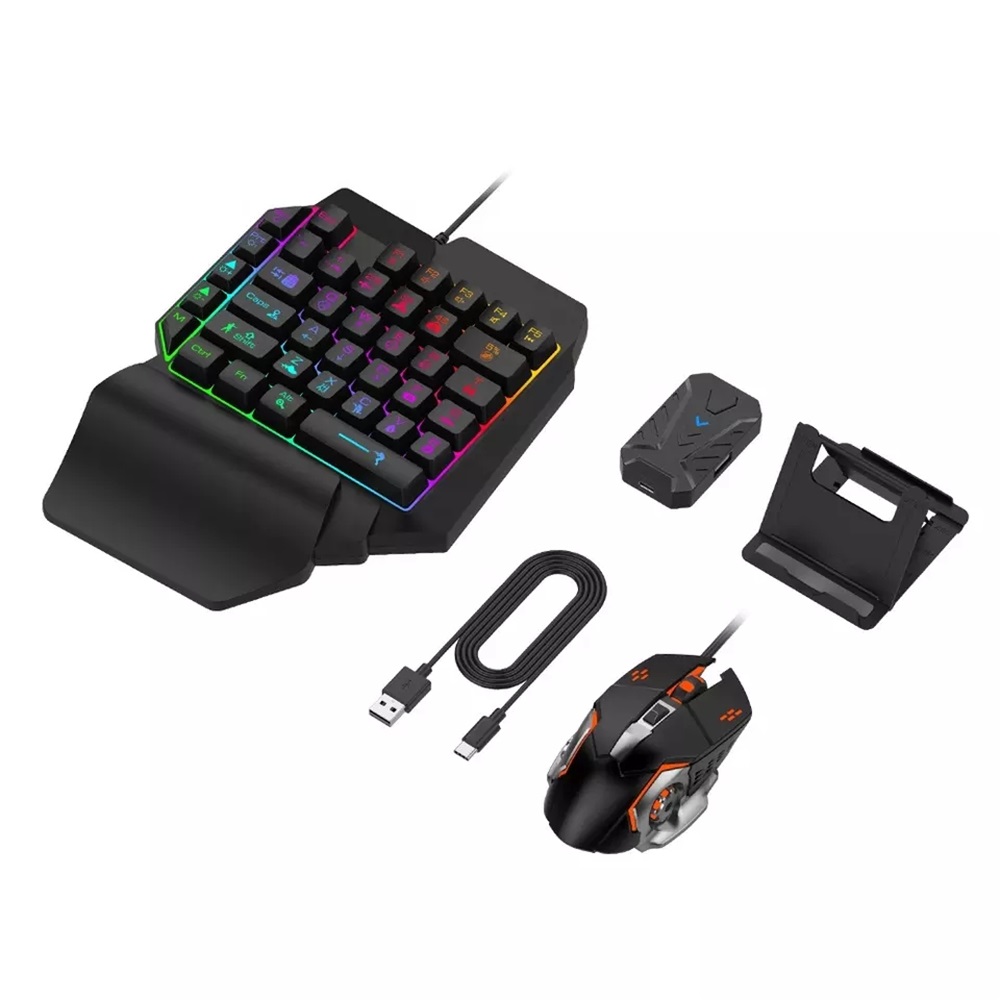 4 в 1, с одной стороны, игровая клавиатура и мышь подсветка беспроводной Bluetooths игра конвертер кабель для Android IOS кадров в секунду для мобильного телефона