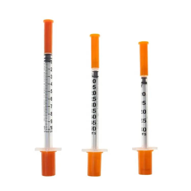 Two Insulin Syringe Price Red 05cc Insulin Syringe 100iu 40IU Orange Insulin Syringe With Needle 26g