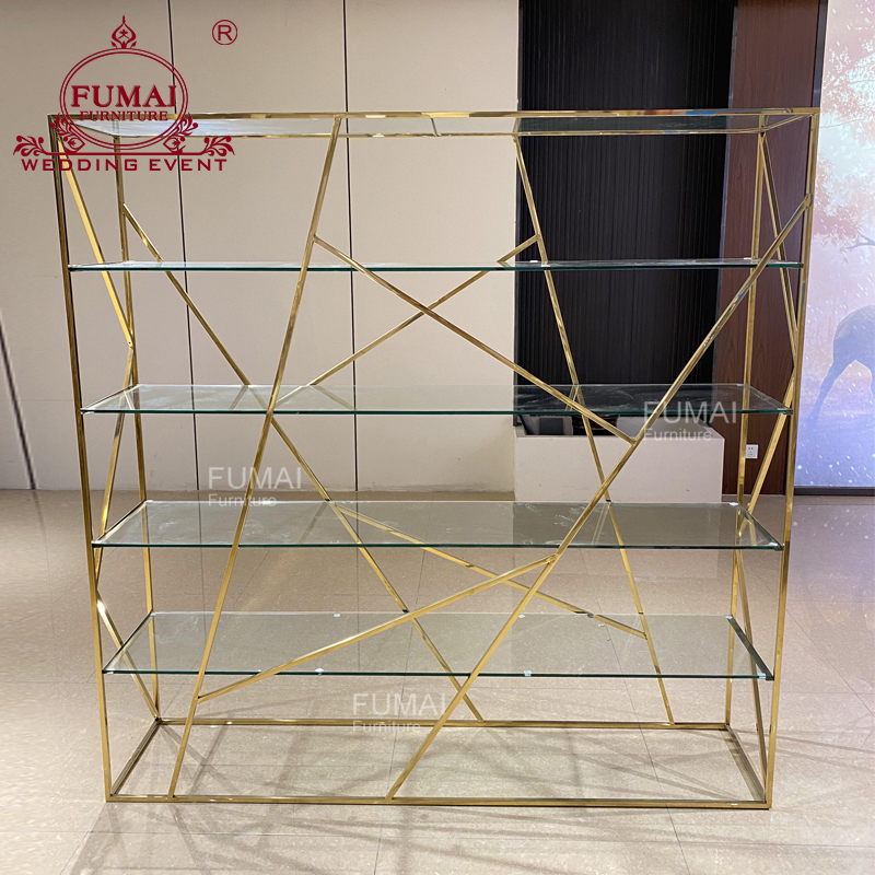 6 level design customized pattern clear glass bar display wine rack