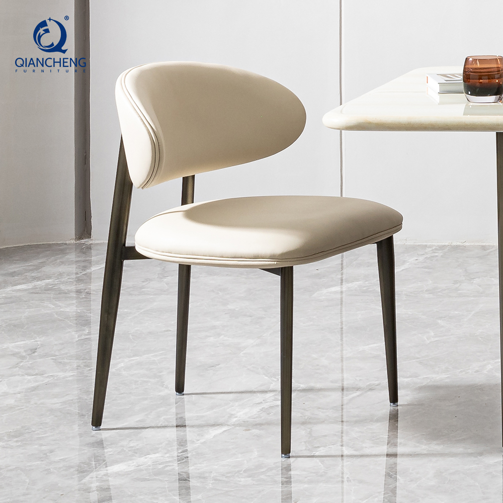 QIANCHENG living room fabric dining modern designer padded upholster dinner restaurant chair white european dinning chairs