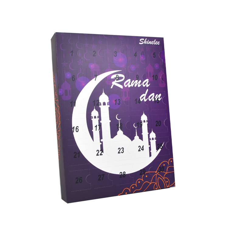 Custom Ramadan Kareem Eid Mubarak Blind Advent Box Mystery Gift Packaging Paper Arabic Calender Kids Ramadan Kalender