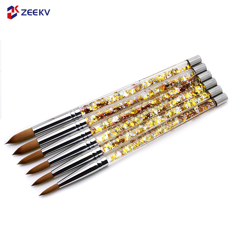 Factory Supply Pure Kolinsky Acrylic Germany Nail Brush with Sable Hair Liquid Glitter Handle