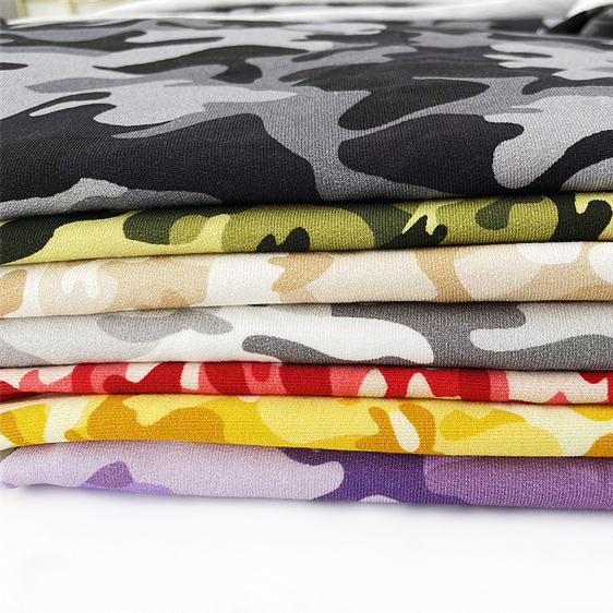 Fashion tendency hot sell custom camo design french terry bamboo fabric spandex knit terry fabric for sweatshirt