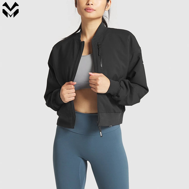 Wholesale 2021 Spring New Design Fitness Gym Cotton French Terry Outdoor Plus Size Women's Running Jacket