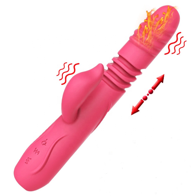 Portable Tongue Vibrating Dildo with Telescopic Rotating Vibrator for Woman Simulating Human Body Temperature