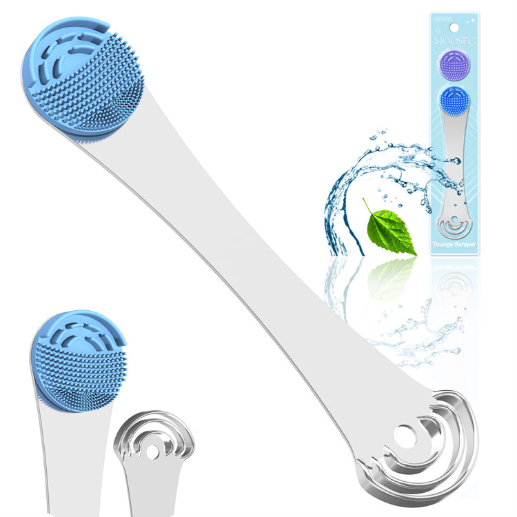 Wholesale price silicone tongue scraper tongue cleaner for breath