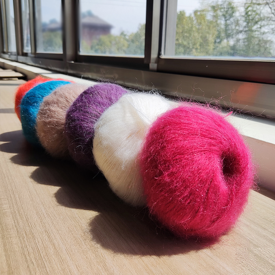 Shanghai SMB factory directly 35%Mohair 15%Wool 50%Acrylic hand knitting soft yarn customization mohair yarn fancy yarn