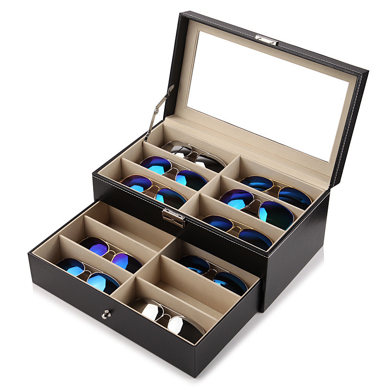 fashion glasses 2021 custom logo sunglasses Eyeglasses Holder used for Sunglass Show Tray Eyeglasses Organizer Lockable Case