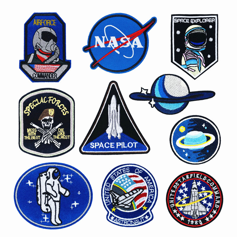 Classic Hot Sale Astronaut Rocket Embroidered Cloth Patch Set Round Patches Custom Embroidery