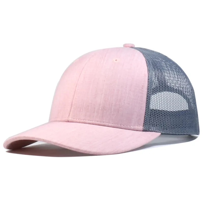 Custom 6 Panel Blank Plain Woman Curved Brim Trucker Mesh Hat Cap