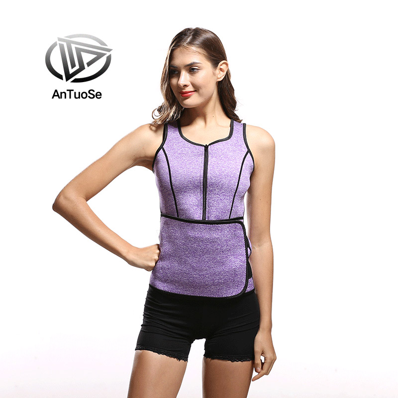 Women's vest zipper corset belt neoprene body-shaping garment fitness underwear sweat exercise waist seal