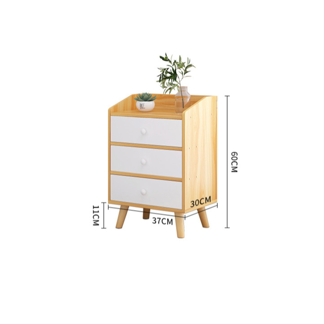 Bedside Table With Drawers & Doors Tall Nightstand Storage Cabinet For Bedroom Drawer