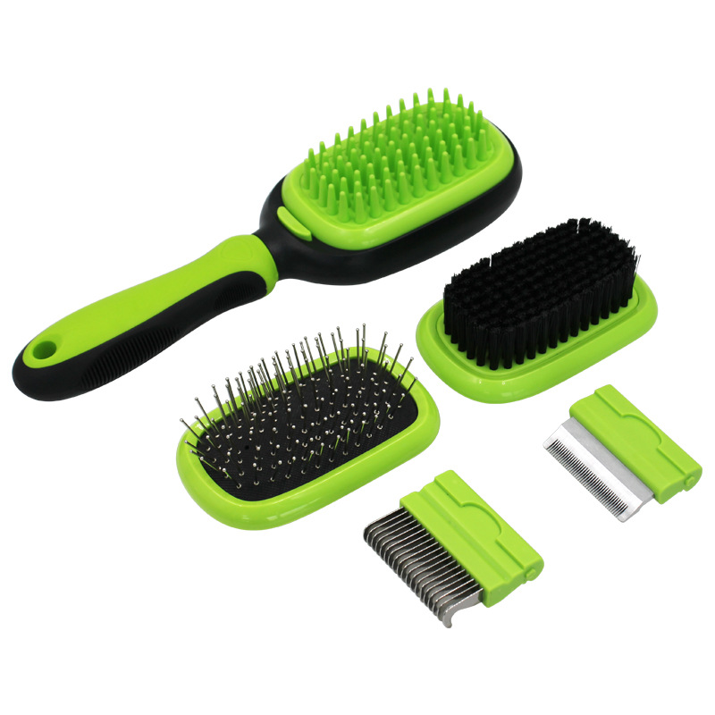 Multi Function 5 in 1 Pet Grooming Comb Dog Massage Hair Removal Comb Bristle Brush Set