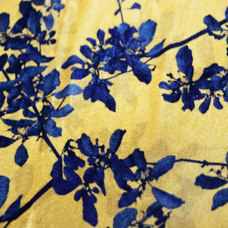 Custom Digital Print Brocade Jacquard Silk viscose velvet Flower Fabric