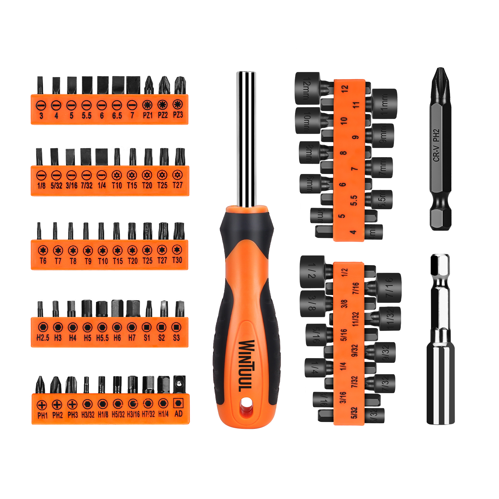 73pcs Power Tool Accessories Set Including Electric Nut Driver Screwdriver Bits Hand Tool Set with Socket Adapter