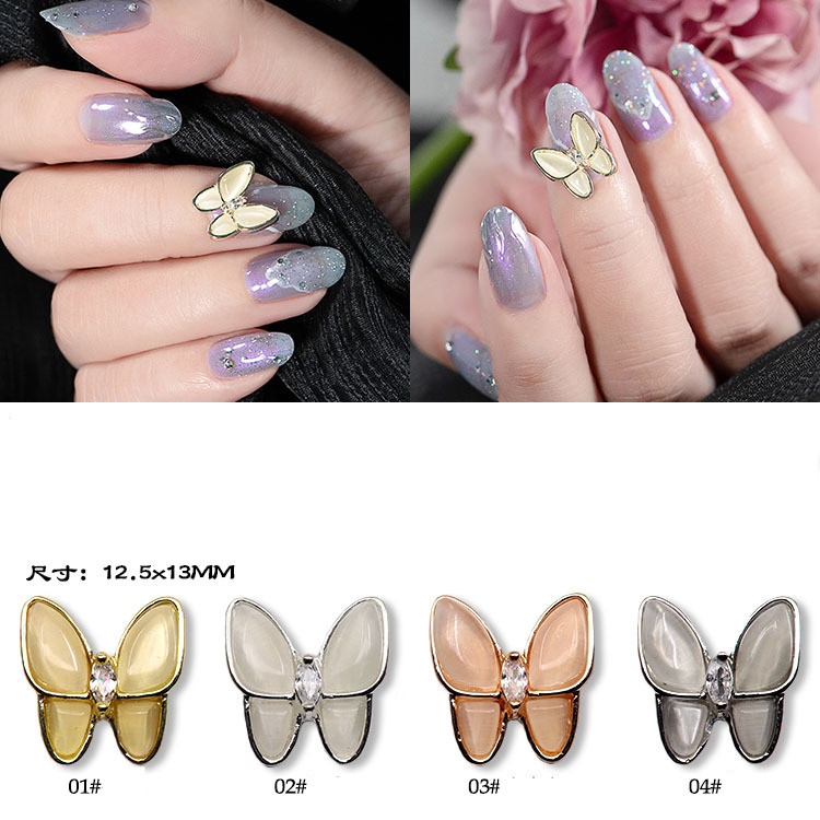 Designs Alloy Charms Cat Eye Zircon 3D Bowknot Butterfly Nail Art Jewelry for Nail Art Handmade DIY