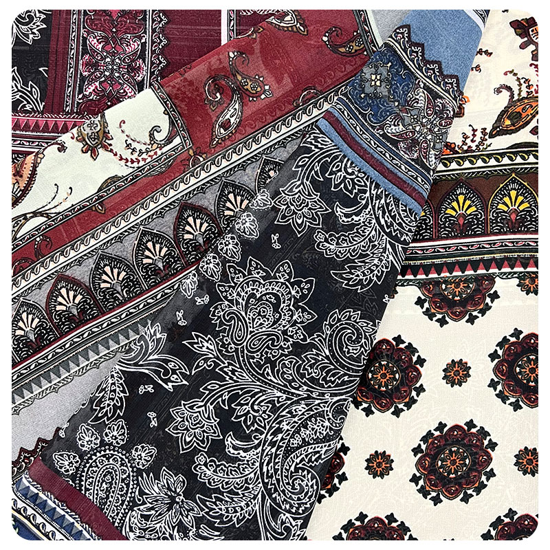 Chiffon stock 75D high twist 100% polyester floral pattern chiffon fabric weaving process