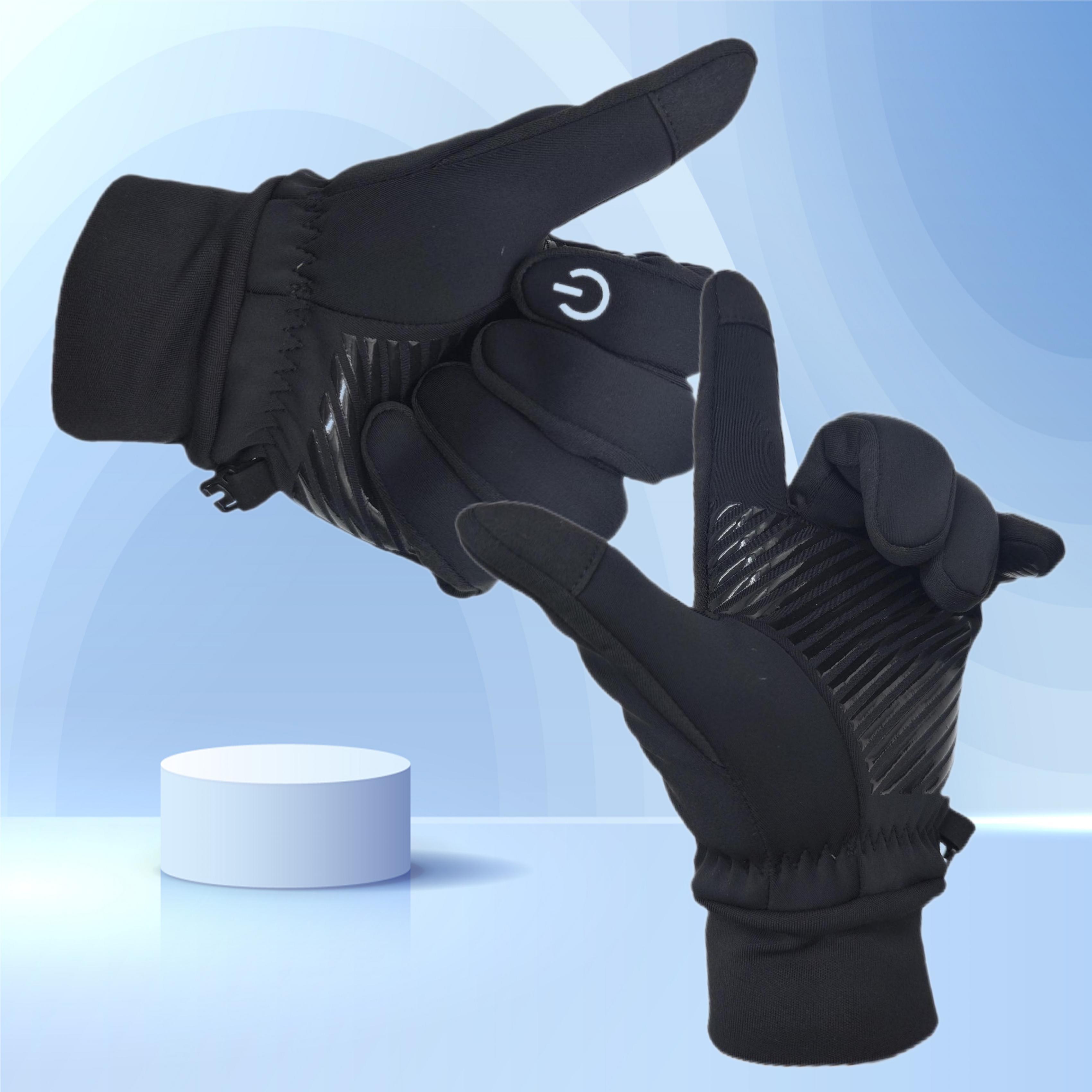 Black Nylon Plush Non-slip Wear-resistant Outdoor Winter Full Finger Warm Road Bike riding Bicycle Cycling gloves
