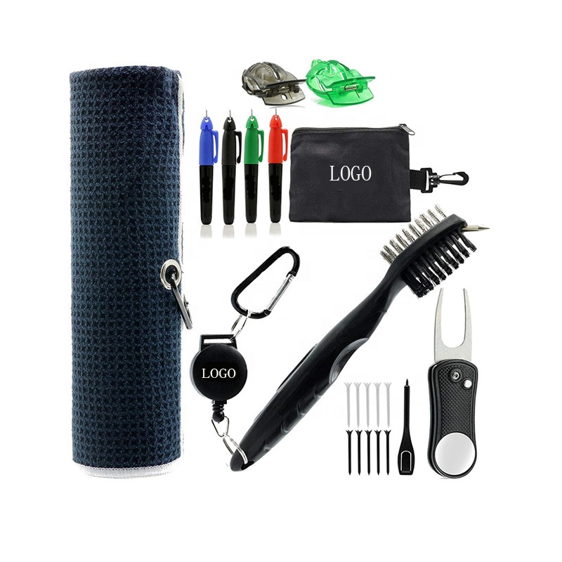 Hot Sales 21 Piece Kit Golf Essentials Cleaning Brush Divot Repair Tool Golf Alignment Marking Tool Golf Kit with Best Price