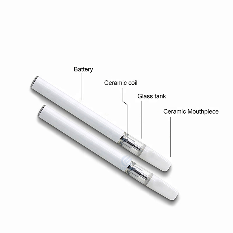 Wickless ceramic coil 510 atomizer no lead 100% full glass disposable e cig 0.5ml 1ml cbd oil vape pen empty cartridge packaging