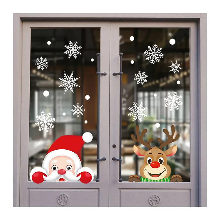 2021 Christmas Cross Border New Window Decal Amazon Pop Santa Elk Glass Window Decoration