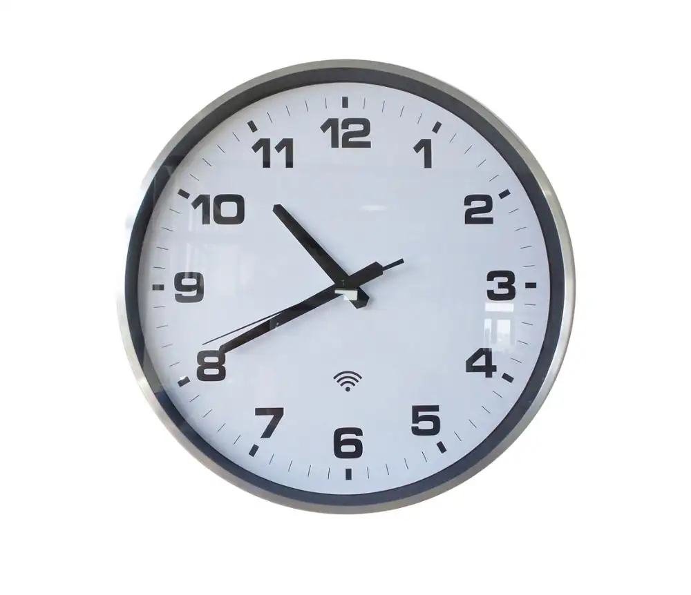 Analog WiFi Wall Watch Clock, Silvery Black Casing, School/Hospital Network Clock