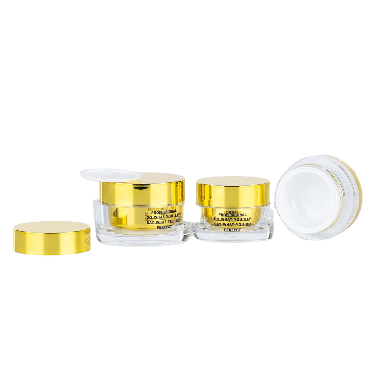 15g 30g 50g luxury double-wall acrylic cosmetic cream jar with golden lid Nail polish bottle