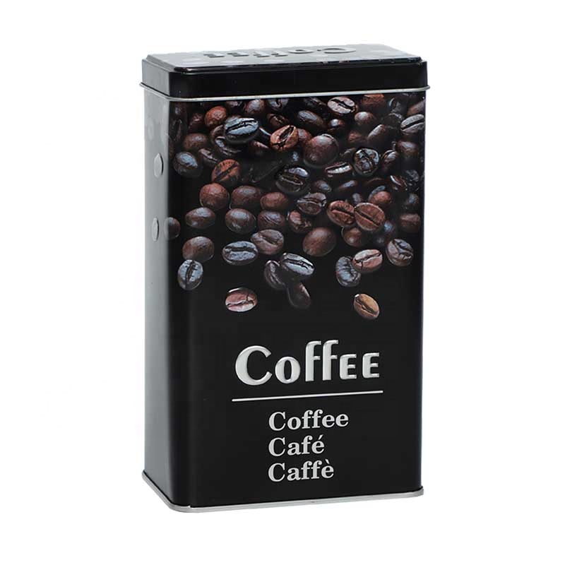 High Quality Food Grade Metal Square Tin Box With 3D Coffee Design