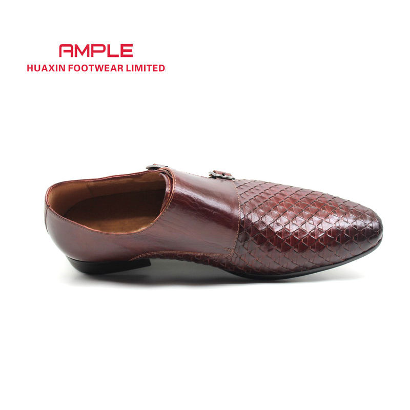 Latest Style Hot Selling Oxford Genuine Leather Dress Shoes Men Monk Strap Shoes 2020 Hand Weaved
