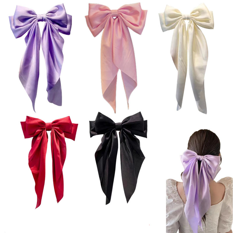 Wholesale Satin Hair Bow Clips For Women Bow Hairpin Girl Clips Hair Accessories Hairpins