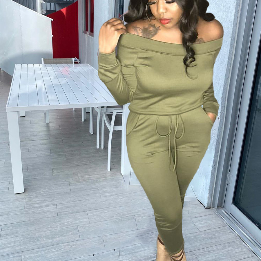 KaiChen 2021 Plus Size Women Suit Solid Casual Clothes Fall Cotton Two Piece Set For Women