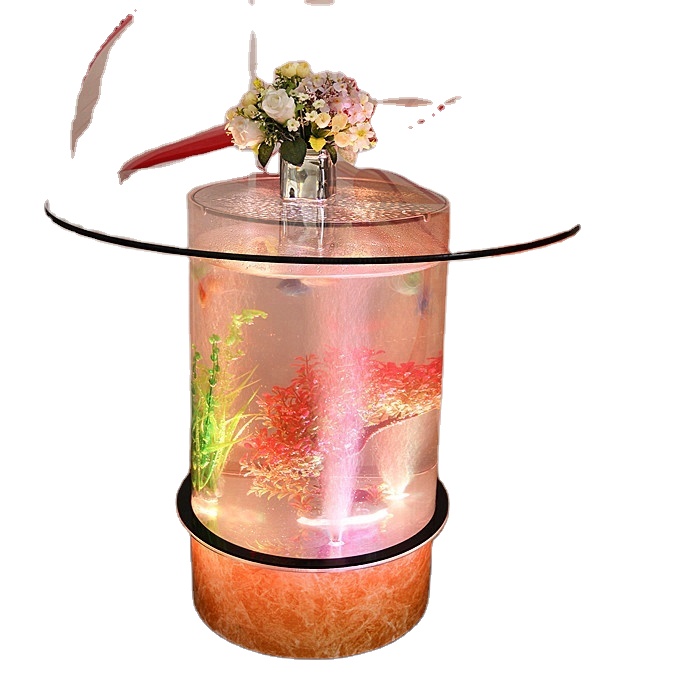 round glass aquarium water bubble glowing aquarium table