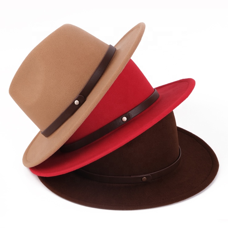 Private Label Luxury Felt Plain Solid Color Spring Printed Women Fadora Hats Set