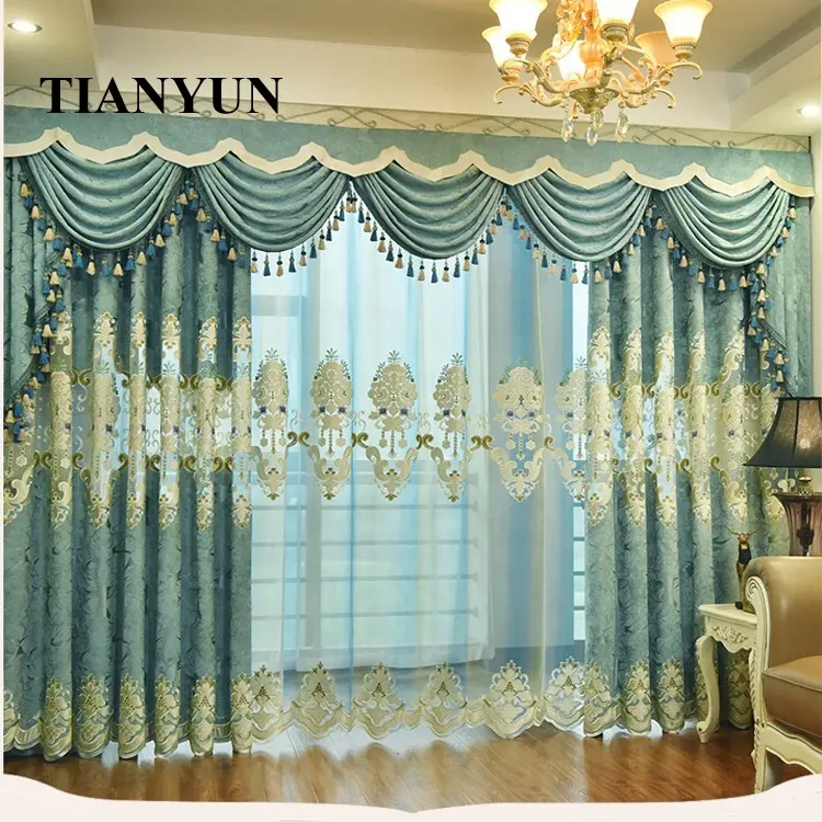 China Supplier High Quality Luxury Home Embroidery Design Luxury Lace Curtain Fabric