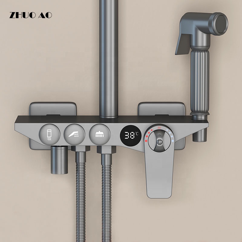 modern wall mounted stainless steel tap Bathroom taps brass kits rain rainfall hot cold water mixer shower mixer faucet set