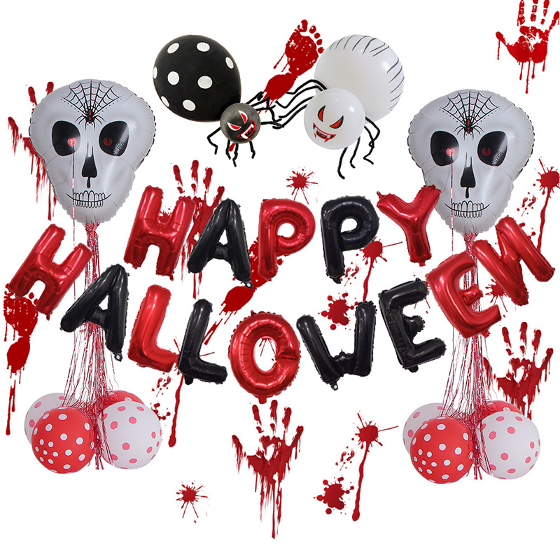 2021 Halloween Carnival Night Party Decoration Set Ghost Festival Horror Ghost Balloons Blood Handprint Sticker