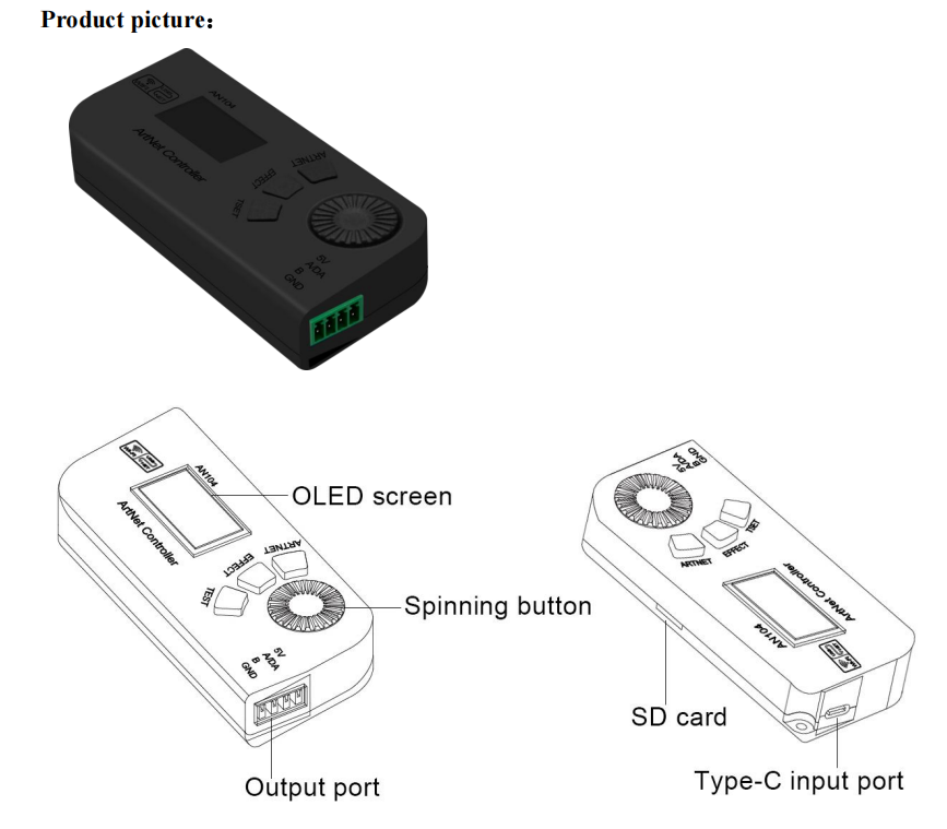 AN104 Artnet SPI Wireless Controller for Led light Artnet DMX stage lighting controller