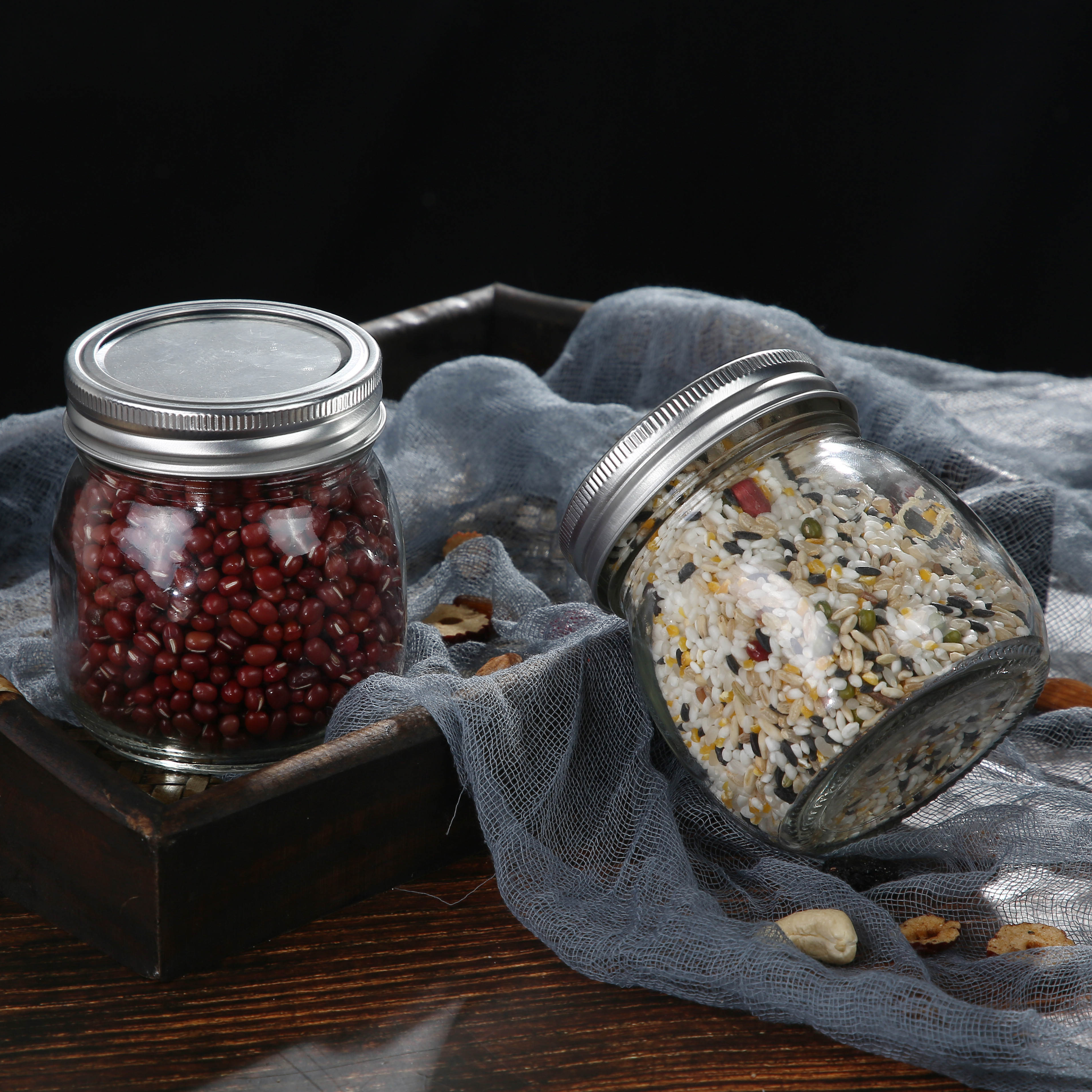 Custom 4oz Wide Mouth Glass Mason Jars With Metal Lid