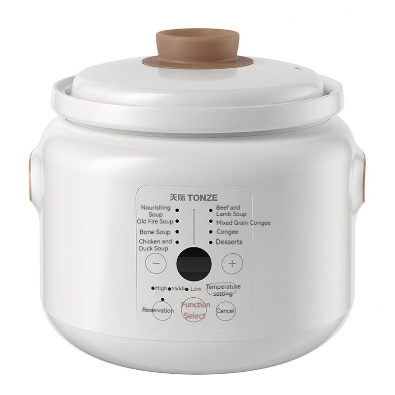 Tonze 230V UK Plug 2L Digital Timer Electric Cooker with Ceramic Pot Household Electric Stew Pot Menu Soup Tonz Slow Cooker