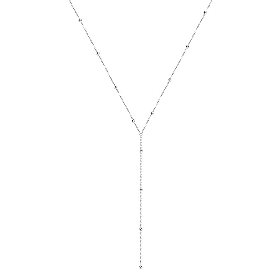wholesale long beaded necklace 925 sterling silver sweater bead necklace rhodium gold plated long necklace for women