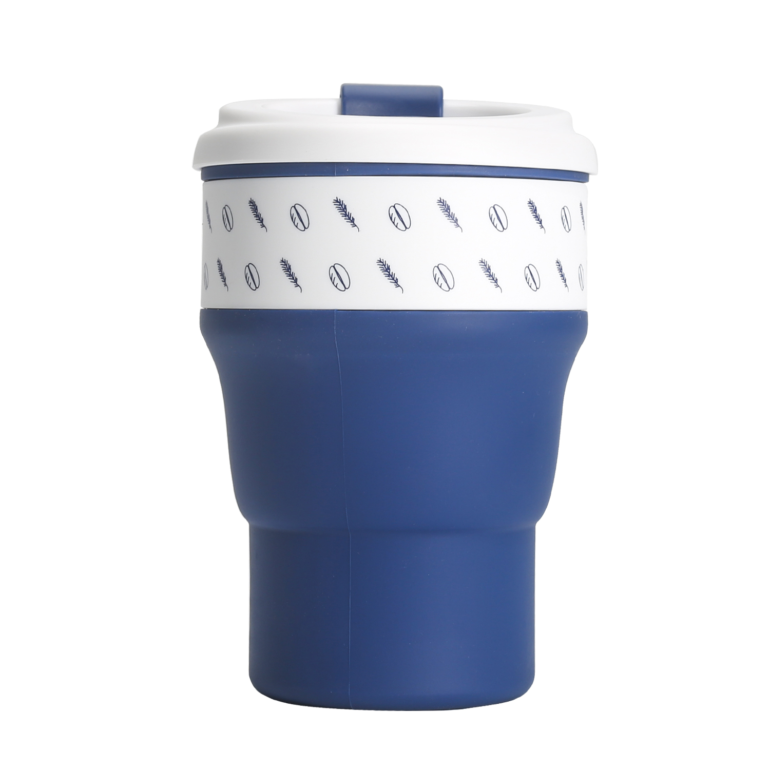 BPA free silicone foldable reusable coffee mug with silicone lid