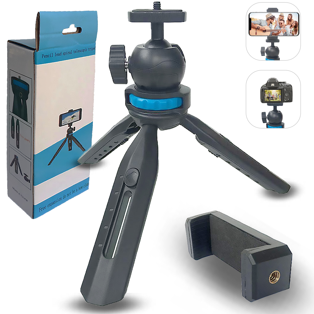 Light weight mini selfie stick tripod with stretched feet cell phone holder flexible tripod mount for live
