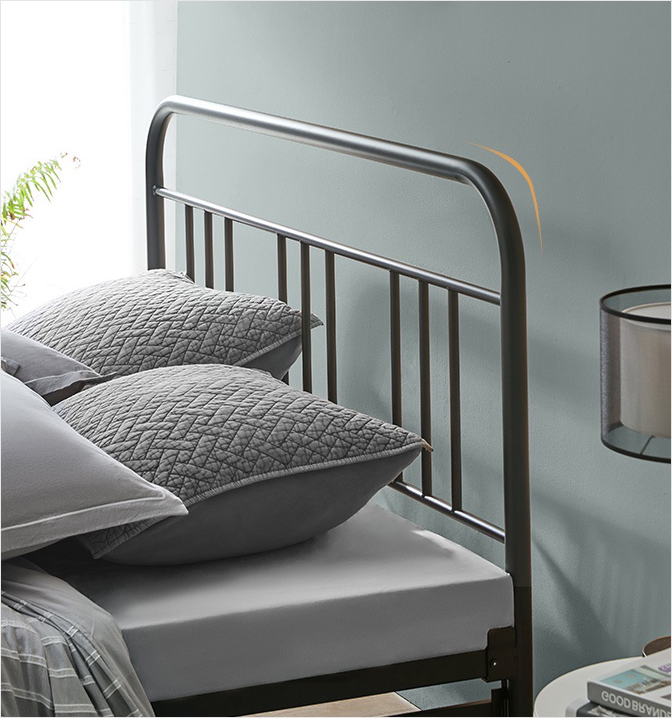 Amazon Hot Sale Installation -free Folding Metal Bed Zero Noise Queen King Single Iron Bed