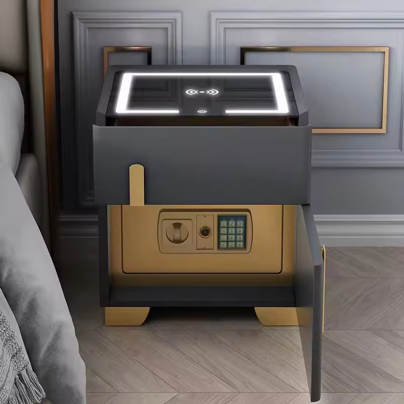 Wooden Smart Bedside Cabinet for Safe and Convenient Wireless Charging