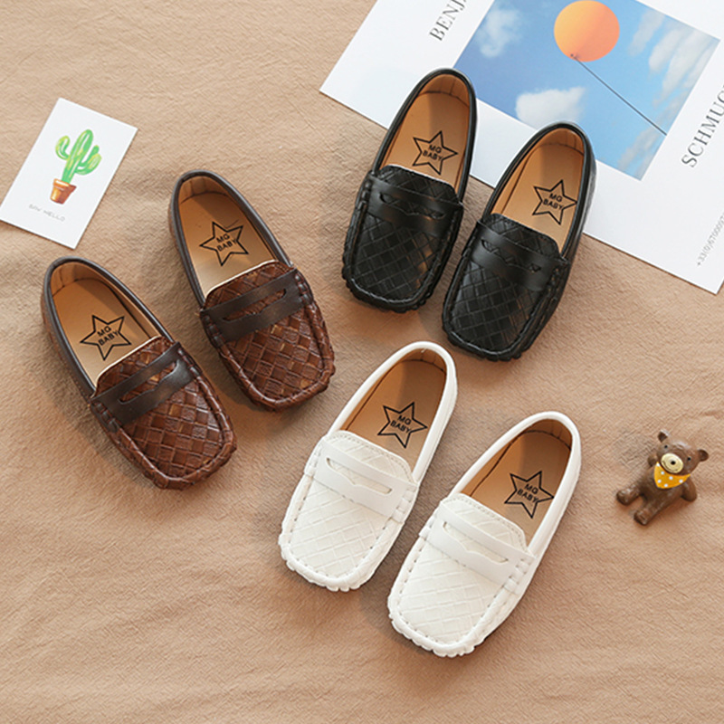 Children's small leather shoes soft bottom baby toddler shoes1-3-7Years old Korean version boys peas shoes slip-on pumps