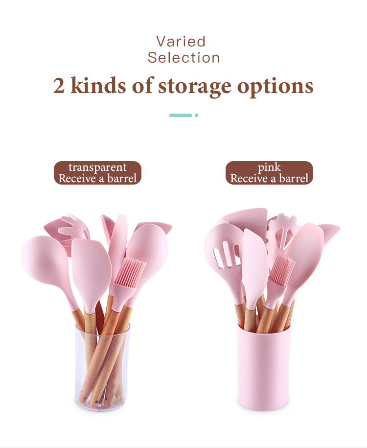 Kitchen Kitchenware utensils set silicone teak wood 10 pcs pakkawood silicone kitchen utensils set
