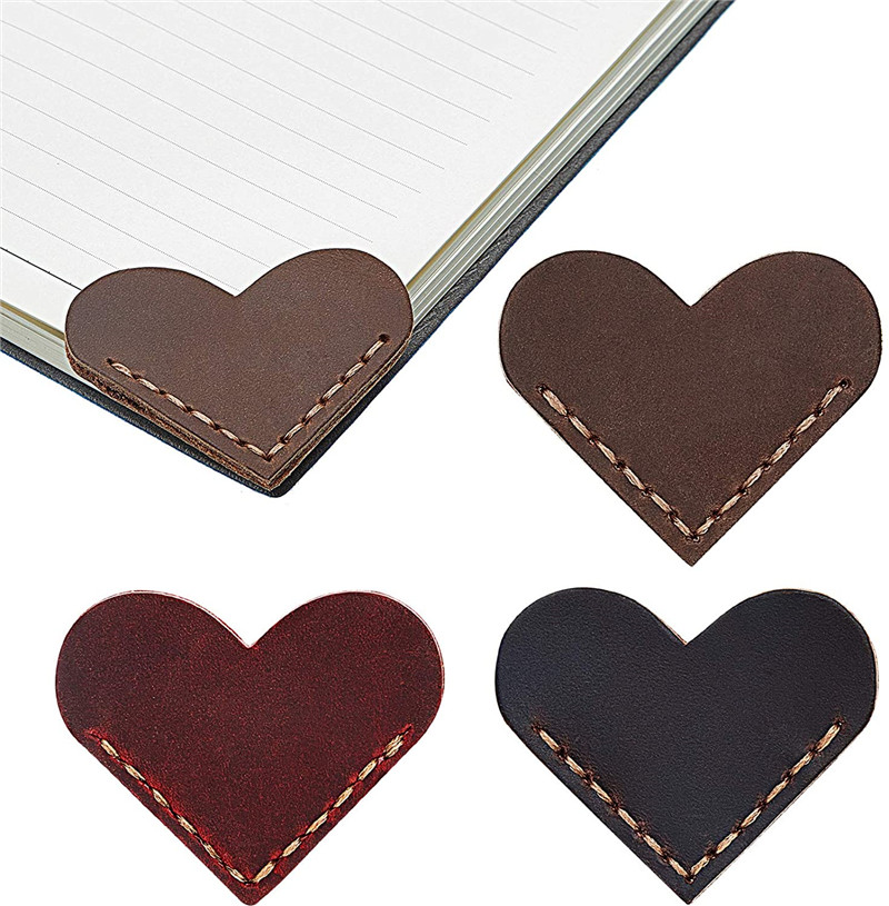 Leather Heart Bookmark Page Corner Genuine Leather Bookmark Personalized Handmade Reading Book Marker